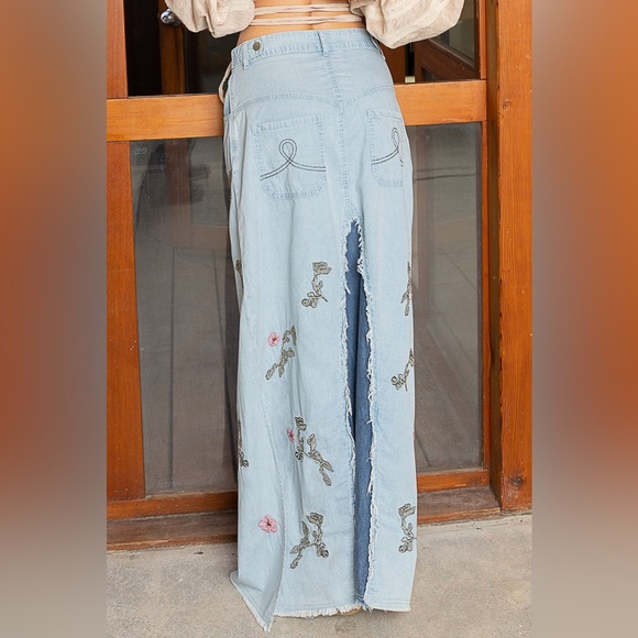 RESTOCKED POL - Bohemian Long Denim Maxi Skirt - Picture 4 of 13
